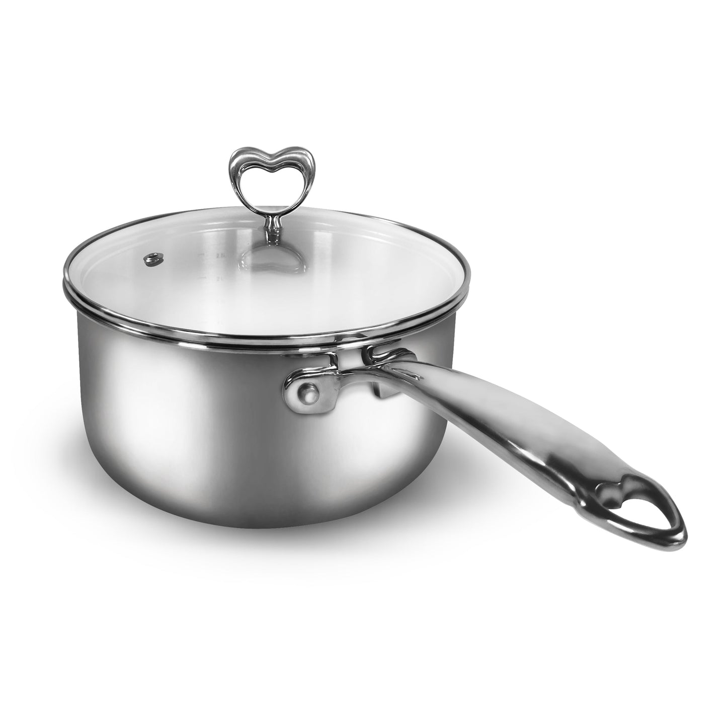 16 CM Heart Multilayer Composite Steel Aluminum Steel Single Handle Cooker with Lid (2L)