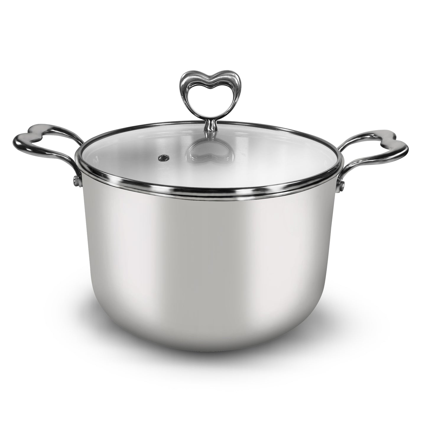 16 CM Heart Multilayer Composite Steel Aluminum Steel Single Handle Cooker with Lid (2L)