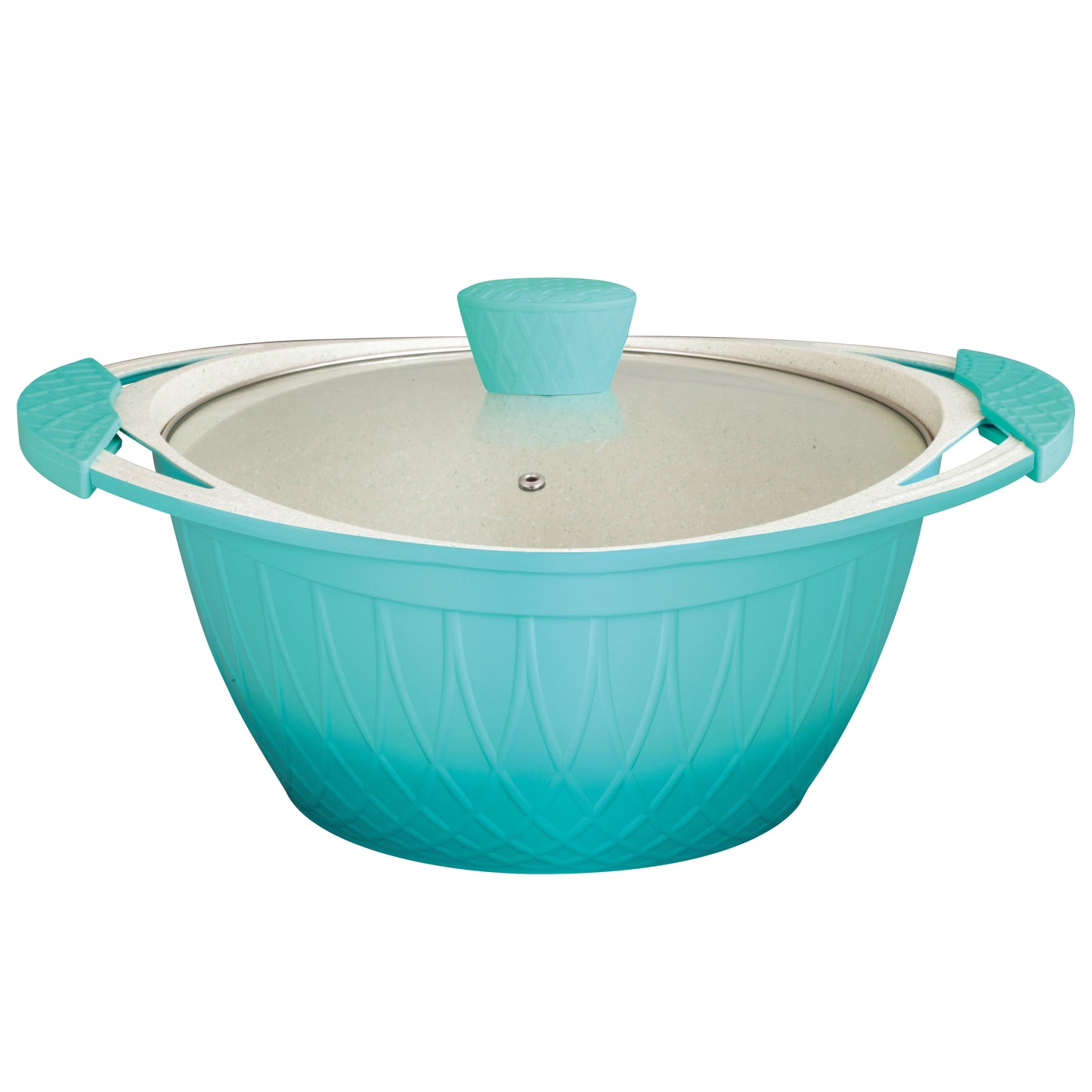 24CM Flora casserole with glass lid and a pair of ear cover - PINK