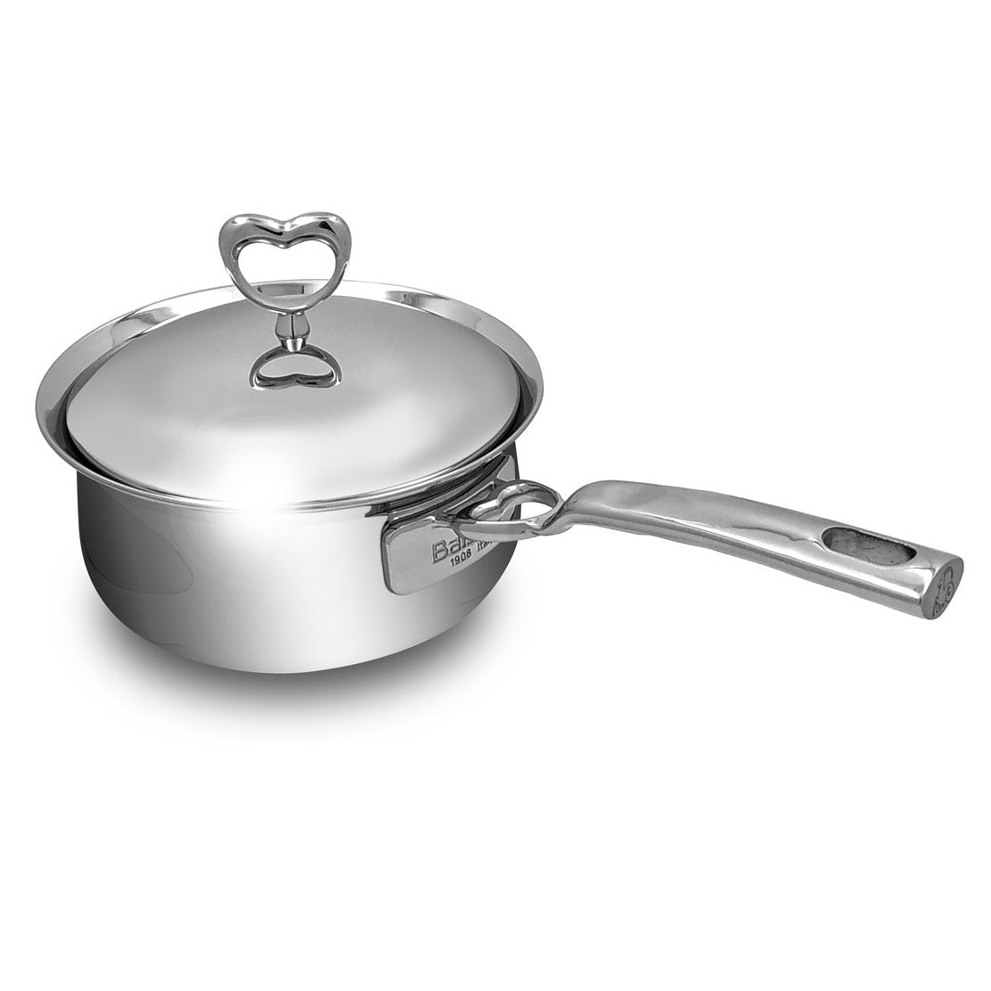 16 CM Heart Multilayer Composite Steel Aluminum Steel Single Handle Cooker with Lid (2L)