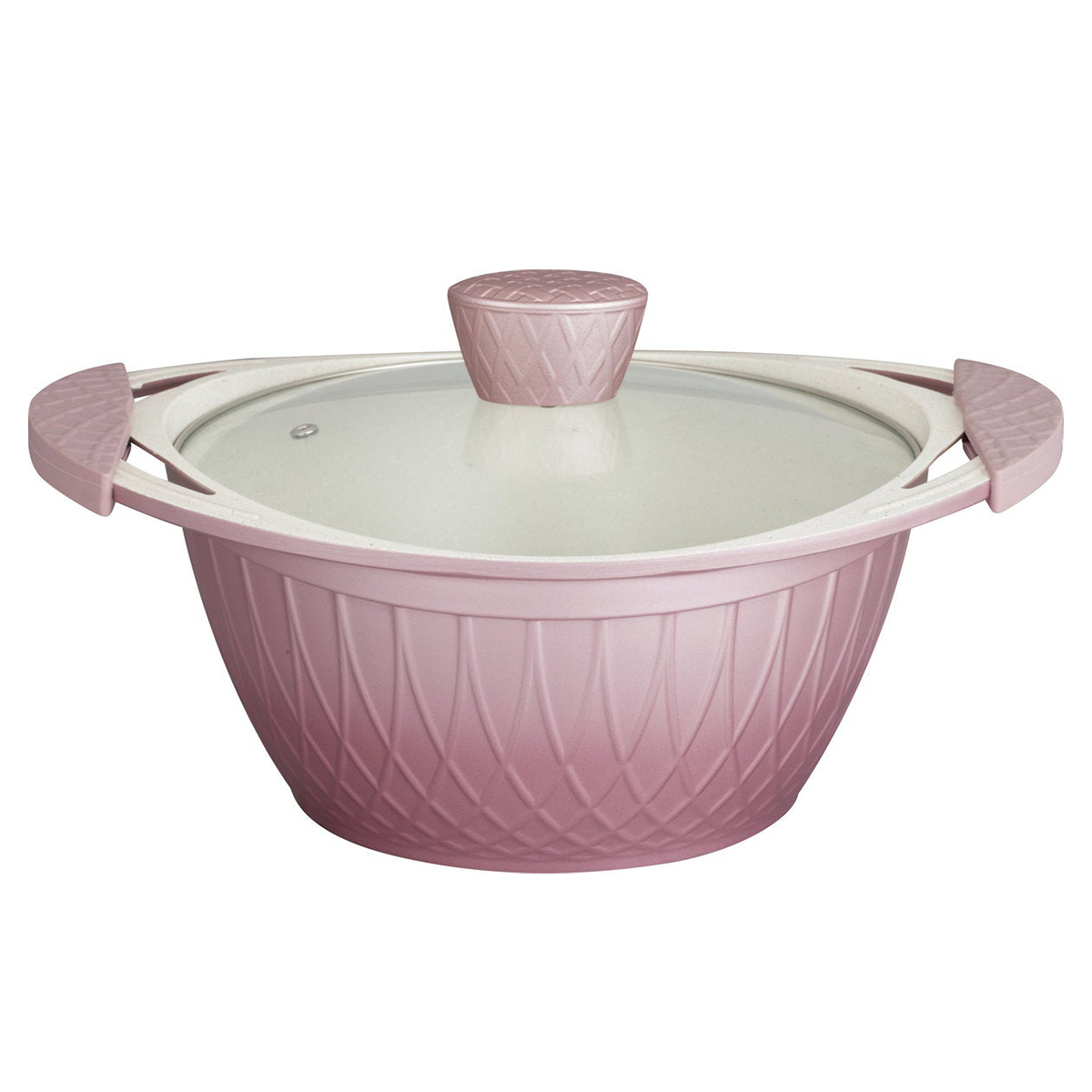 24CM Flora casserole with glass lid and a pair of ear cover - PINK