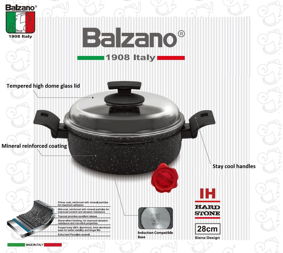 28CM Hard Stone Casserole with lid (IH)