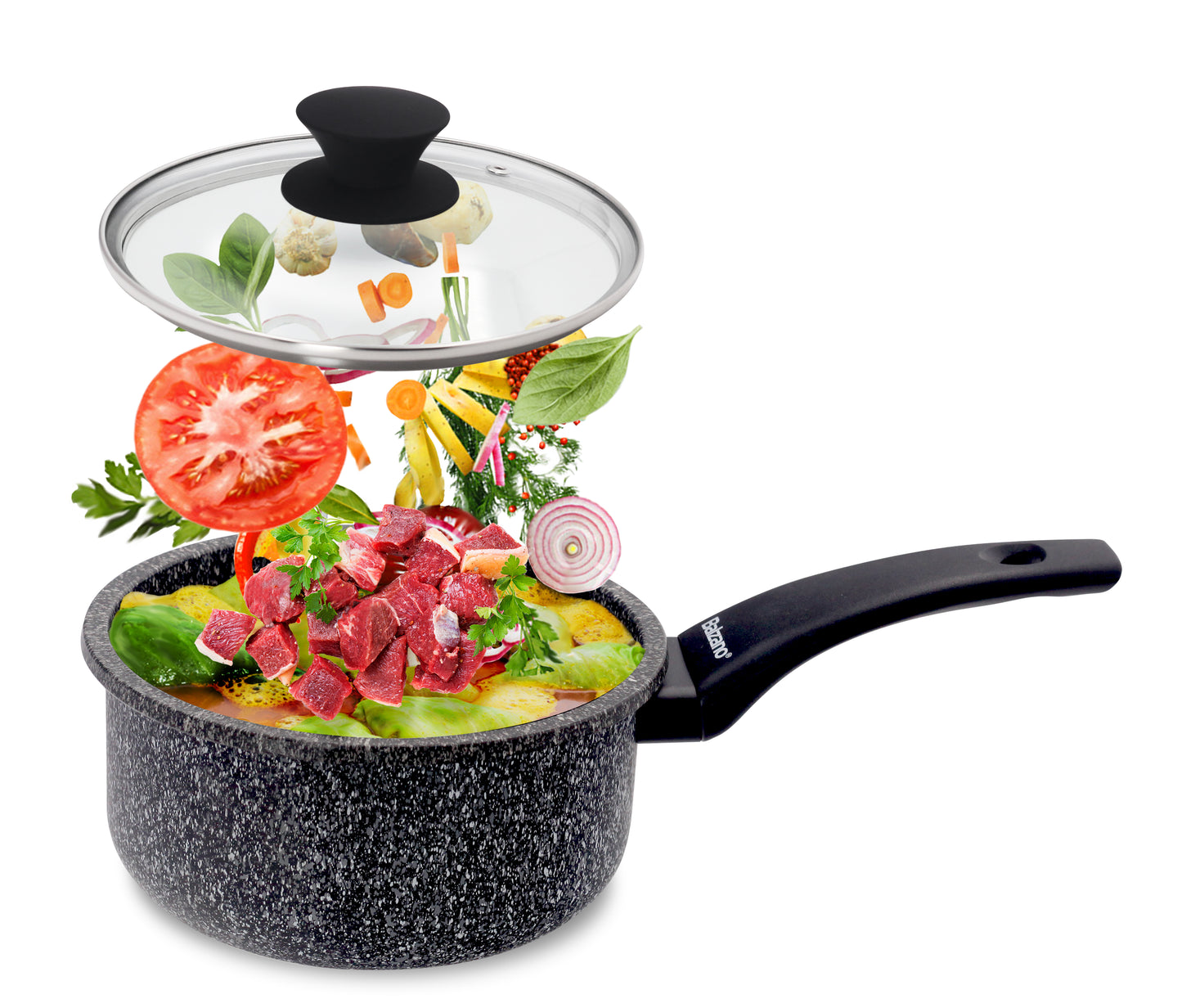 18 CM Monza Non-stick Saucepan with glass lid (IH) Made in Italy