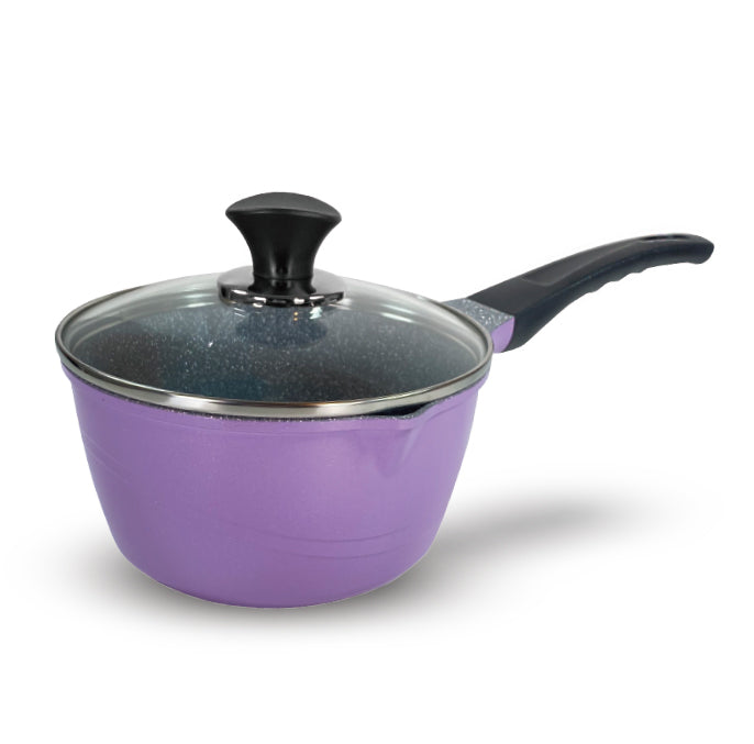 20 CM Tempered Ceramic Single Handle Milk Casserole with Lid (Made in Korea)(Purple)