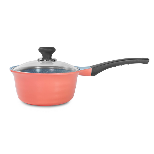 Dura 明火用鑄鋁不黏單柄湯鍋連蓋 - 18厘米/粉紅
