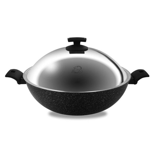 36CM Hard Stone Wok (IH) with stainless steel lid