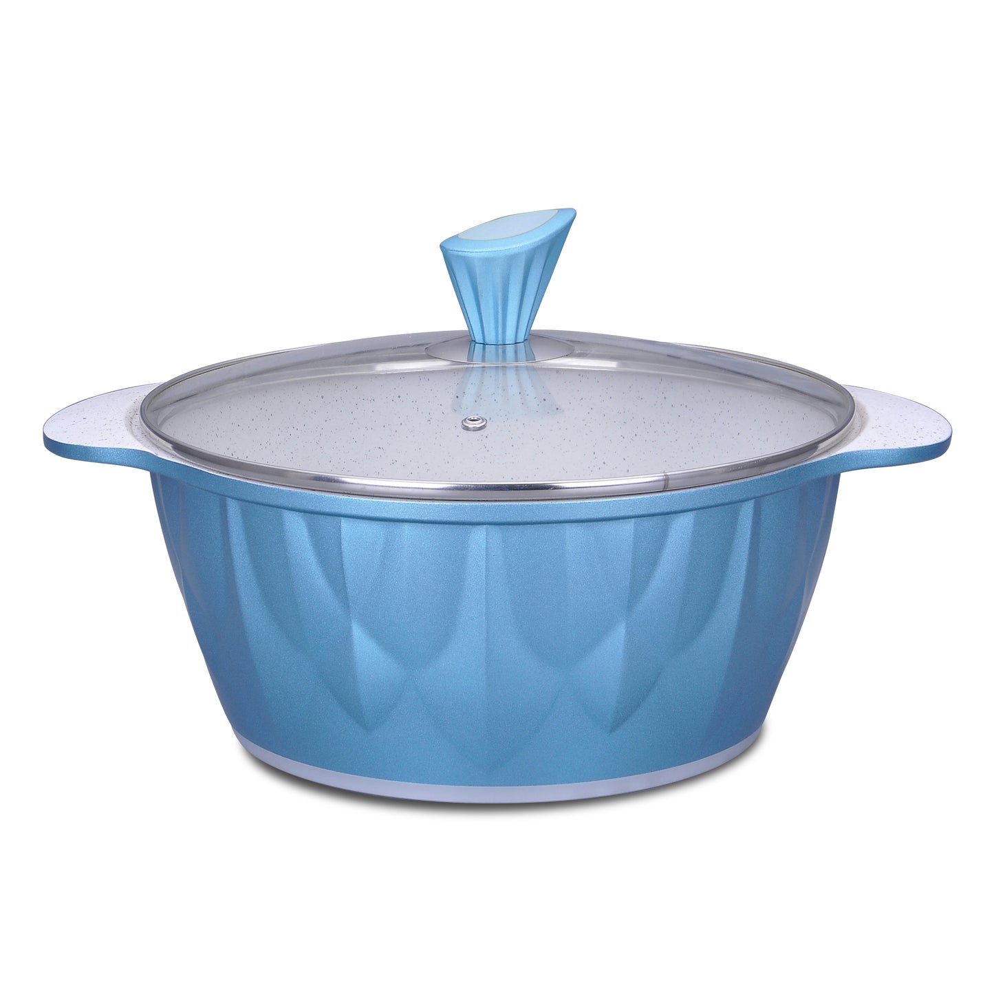 Imagination 28CM Cast Aluminum Ceramic Stew with Glass Lid (Blue)