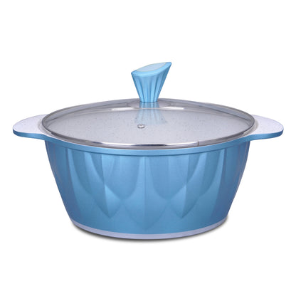 Imagination 28CM Cast Aluminum Ceramic Stew with Glass Lid (Blue)