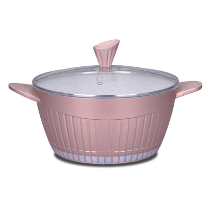 Aurora 20CM Cast Aluminum Ceramic Amphora with Glass Lid (Rose Pink)