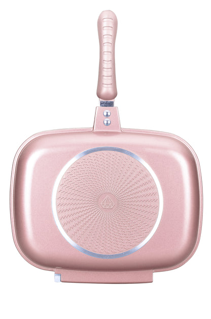 Aurora 30CM Non-Stick Removable Double Fry Pan (Rose Pink) 